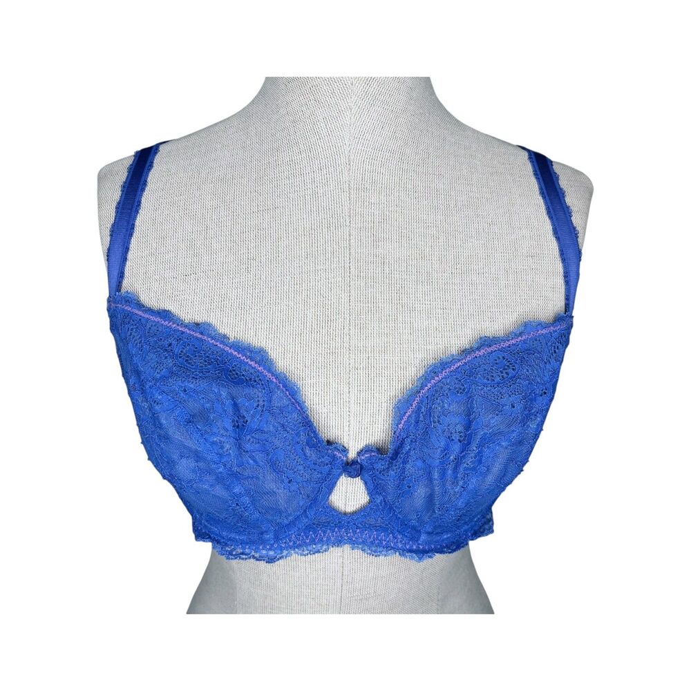 Wacoal Seduction Demi Underwire Lace Bra sz 34D * Iris Periwinkle Blue Pretty